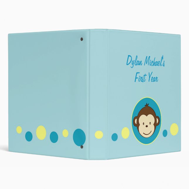 Mod Monkey Dots Baby Photo Album 3 Ring Binder (Background)