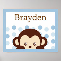 Mod Monkey Dots Personalized Name Art Print