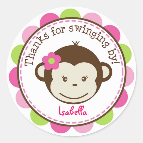 Mod Monkey girl Favor stickers Labels Seals