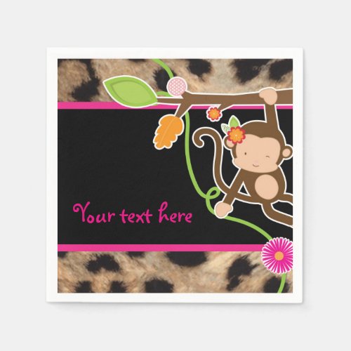 Mod Monkey Girls Chic Jungle Party Napkins