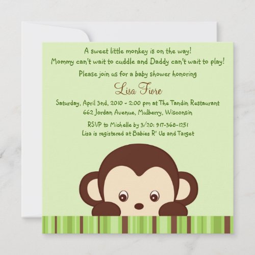 Mod Monkey Jungle Baby Shower Invitations