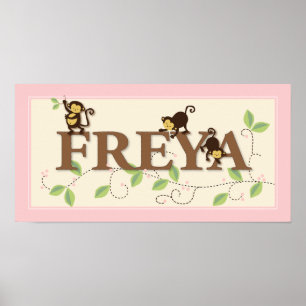Mod Monkey Personalized Custom Baby Name Poster