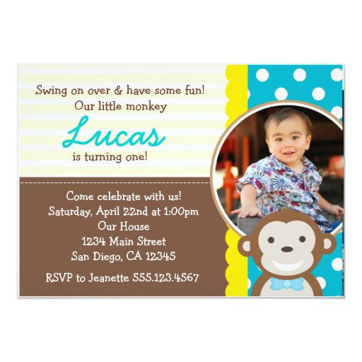 Monkey First Birthday Invitations 10