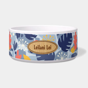 Mod Monstera Leaf Abstract Hawaiian Tropical -Blue Bowl