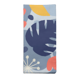 Mod Monstera Leaf Abstract Hawaiian Tropical -Blue Cloth Napkin
