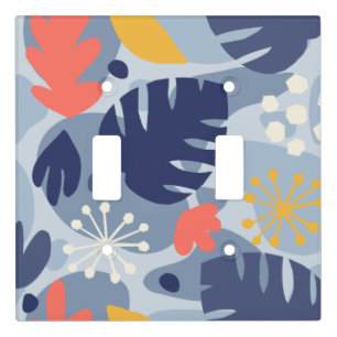 Mod Monstera Leaf Abstract Hawaiian Tropical -Blue Light Switch Cover
