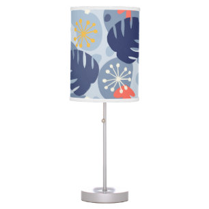 Mod Monstera Leaf Abstract Hawaiian Tropical -Blue Table Lamp