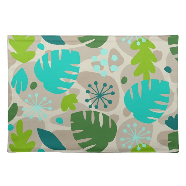 Mod Monstera Leaf Abstract Hawaiian Tropical -Cool Cloth Placemat (Front)