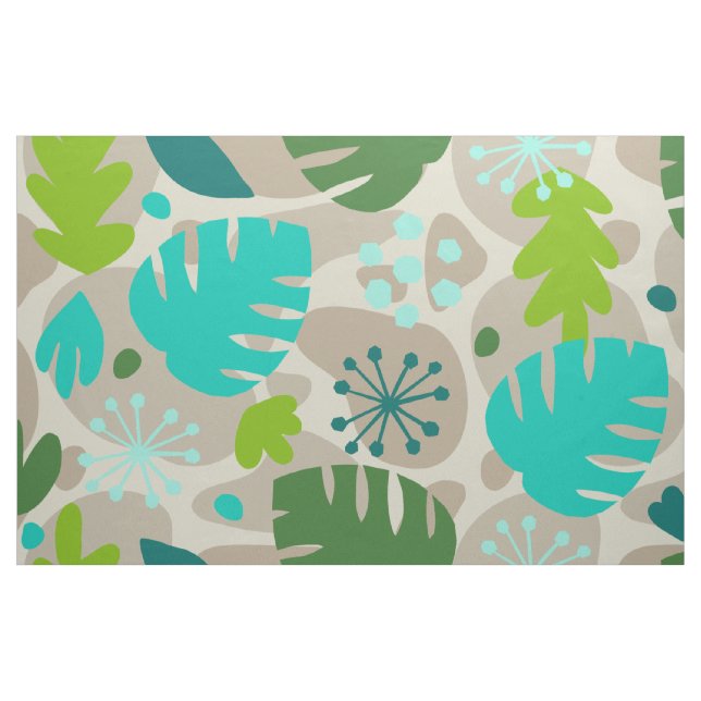 Mod Monstera Leaf Abstract Hawaiian Tropical -Cool Fabric (Fat Quarter)