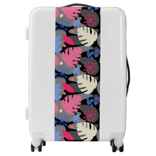 Mod Monstera Leaf Abstract Hawaiian Tropical -Gray Luggage