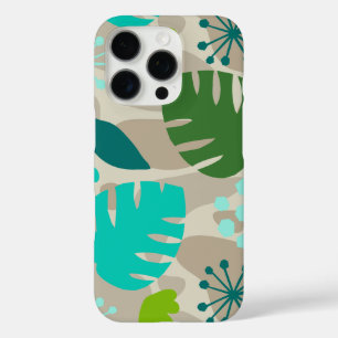 Mod Monstera Leaf Abstract Hawaiian Tropical Taupe iPhone 16 Pro Case