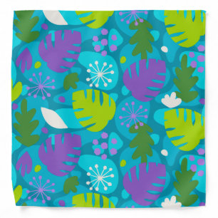 Mod Monstera Leaf Abstract Hawaiian Tropical -Teal Bandana