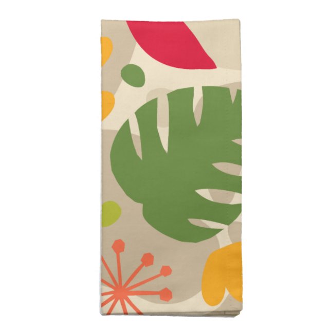 Mod Monstera Leaf Abstract Hawaiian Tropical -Warm Cloth Napkin (Folded)