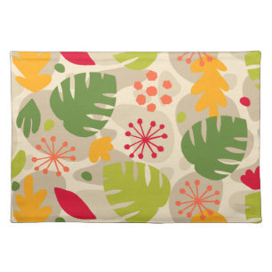 Mod Monstera Leaf Abstract Hawaiian Tropical -Warm Cloth Placemat