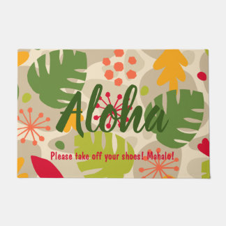 Mod Monstera Leaf Abstract Hawaiian Tropical -Warm Doormat