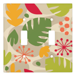 Mod Monstera Leaf Abstract Hawaiian Tropical -Warm Light Switch Cover