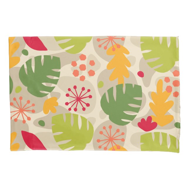 Mod Monstera Leaf Abstract Hawaiian Tropical -Warm Pillow Case (Front)