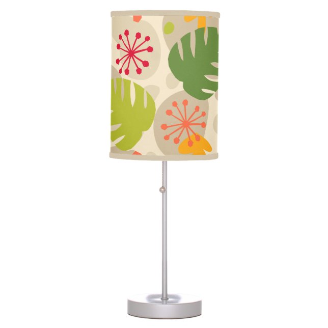 Mod Monstera Leaf Abstract Hawaiian Tropical -Warm Table Lamp (Front)