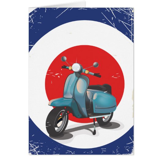Mod Motorbike vintage poster Cards (Front)