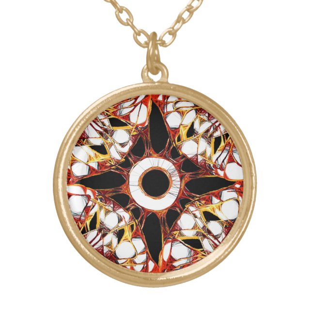 Mod Mystic Mandala Gold Plated Necklace (Front)