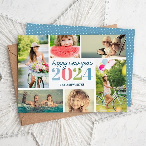 Mod New Year 6 Photo Collage Holiday Card