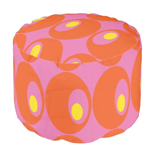 Mod Olive Orange Pink Yellow Round Poof Pouf