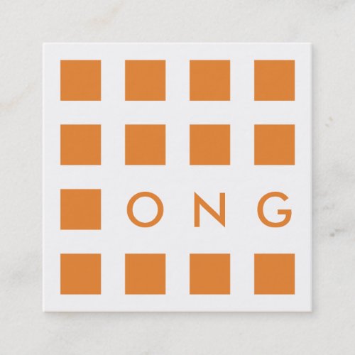 mod orange squares square business card