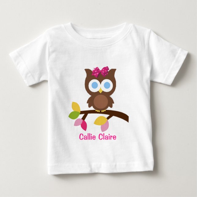 Mod Owl Design Birthday Party Invitation Favors Baby T-Shirt (Front)