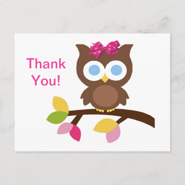 Mod Owl Design Birthday Party Invitation Favors Postcard (Front)
