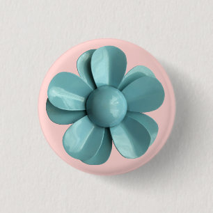 MOD Pale Blue Daisy Flower Spring Summer Wedding Button