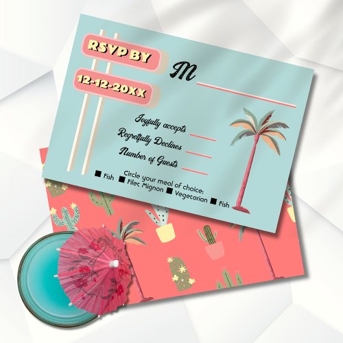 Mod Palm Springs Wedding sign rsvp cards