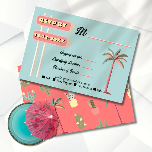 Mod Palm Springs Wedding sign rsvp cards
