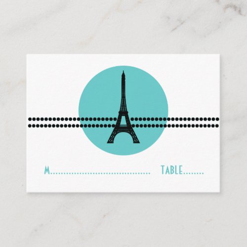 Mod Parisian Dots Place Card, Aqua Business Card Template