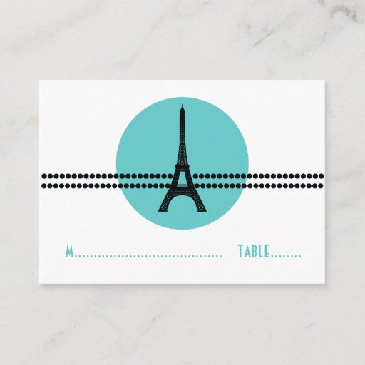 Customizable Mod Parisian Dots Place Card, Aqua Business Card Template