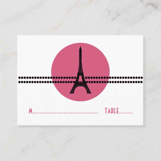 Mod Parisian Dots Place Card, Pink Place Card (Front)