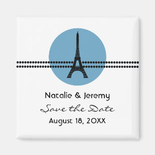 Mod Parisian Dots Save the Date Magnet, Blue Magnet