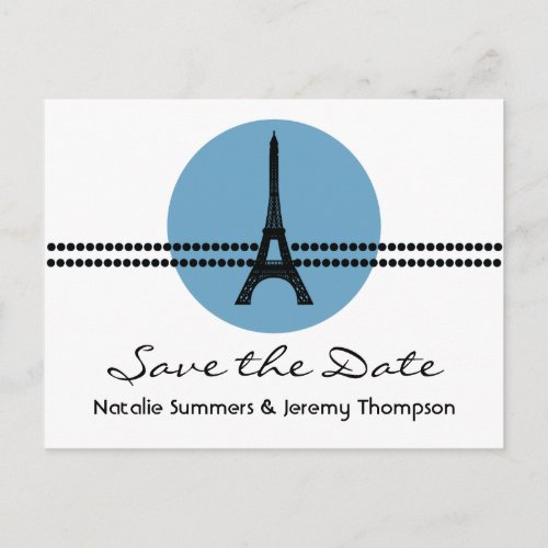 Mod Parisian Dots Save the Date Postcard Blue Announcement Postcard