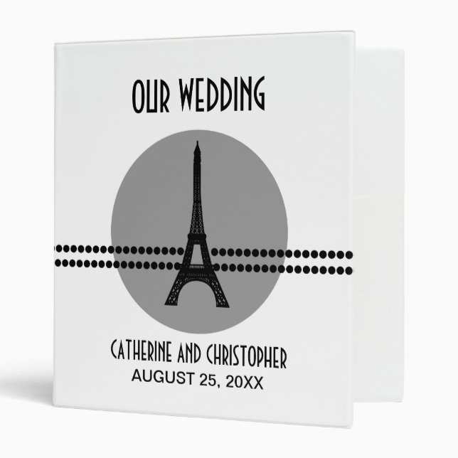 Mod Parisian Dots Wedding Binder, Gray Binder (Front/Inside)