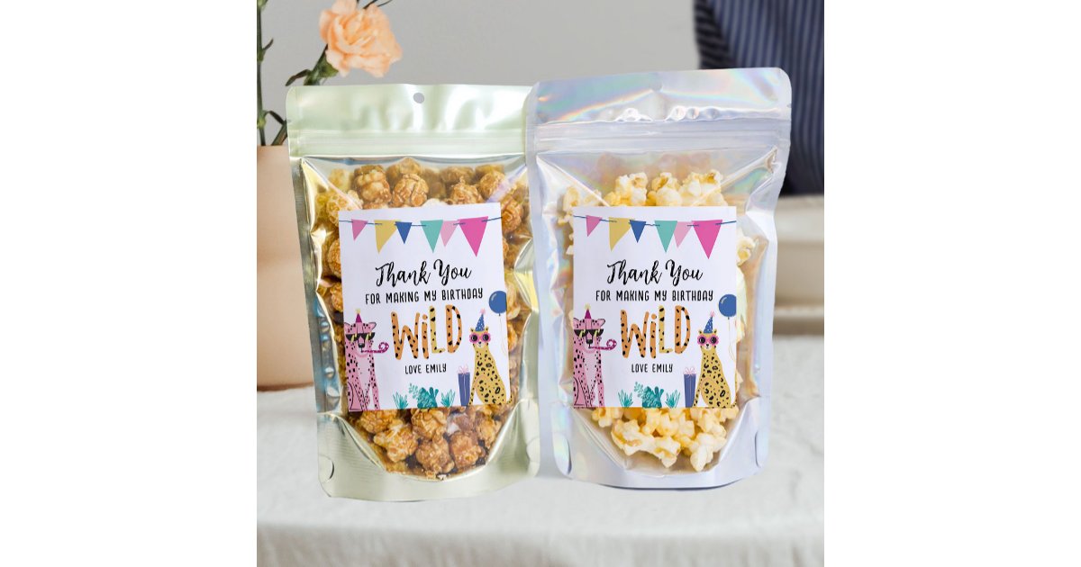 Mod Labels Mod Party Animals Kid's Birthday Party Food Labels | Zazzle