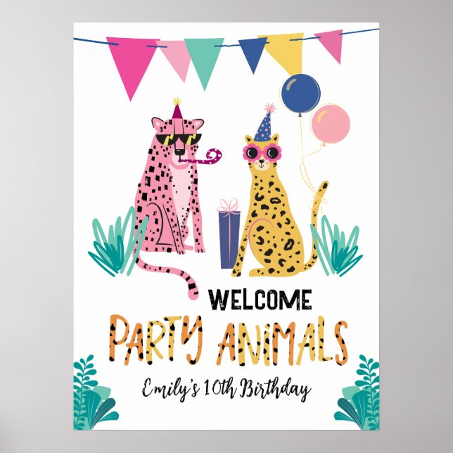 Mod Party Animals Kid's Birthday Party Poster (Front)