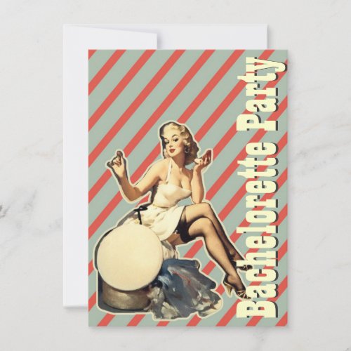 retro vintage pinup bachelorette party invitations