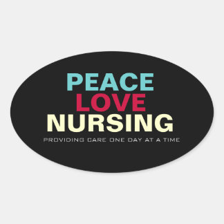 Mod Peace Love Nursing Oval Sticker
