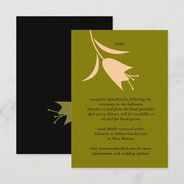MOD PEACH & OLIVE TULIP WEDDING ENCLOSURE CARD (Front/Back)