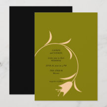 MOD PEACH & OLIVE TULIP WEDDING Invitation