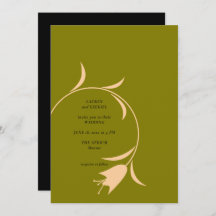 MOD PEACH & OLIVE TULIP WEDDING Invitation