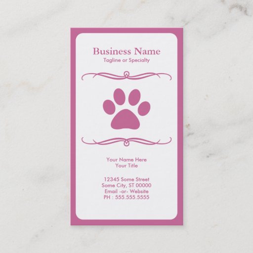 Customizable mod pet paw business cards
