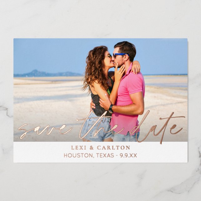 MOD Photo & Calligraphy 4 W Save the Date Foil Invitation (Front)