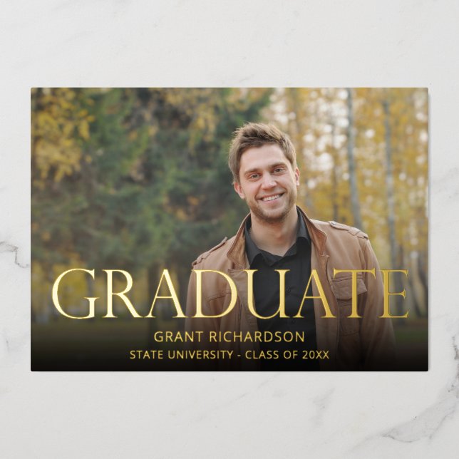 Mod Photo Graduation Party Foil Invitation (Front)