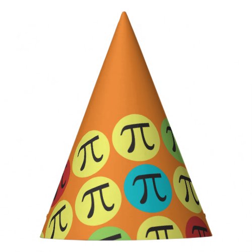 Mod Pi Symbols Orange Colorful Paper Party Hats