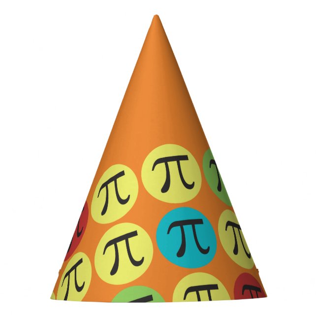 Mod Pi Symbols Orange Colorful Paper Party Hats (Front)